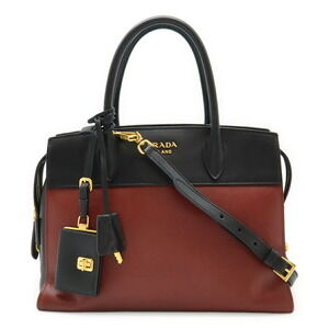 Prada Esplanade Shoulder Bag black burgundy Red Leather at